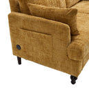 Chenille 2 Seater Sofa With LED Light, USB Charging Port, And Storage Bag