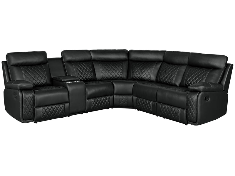 Home Theater Seating Manual Recliner With Cup Holder, Hide-Away Storage PU Reclining Sofa For Living Room, Home Theater, Black