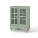 Minimalist Buffet Cabinet With Double Glass Doors And Drawer