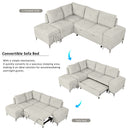 Versatile L Shaped Sofa Bed With Storage, Cup Holders, USB Ports Chenille