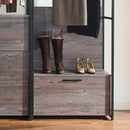 Monica - Wood Walk In Closet System With Powder Coated Metal Frame And Melamine - Rustic