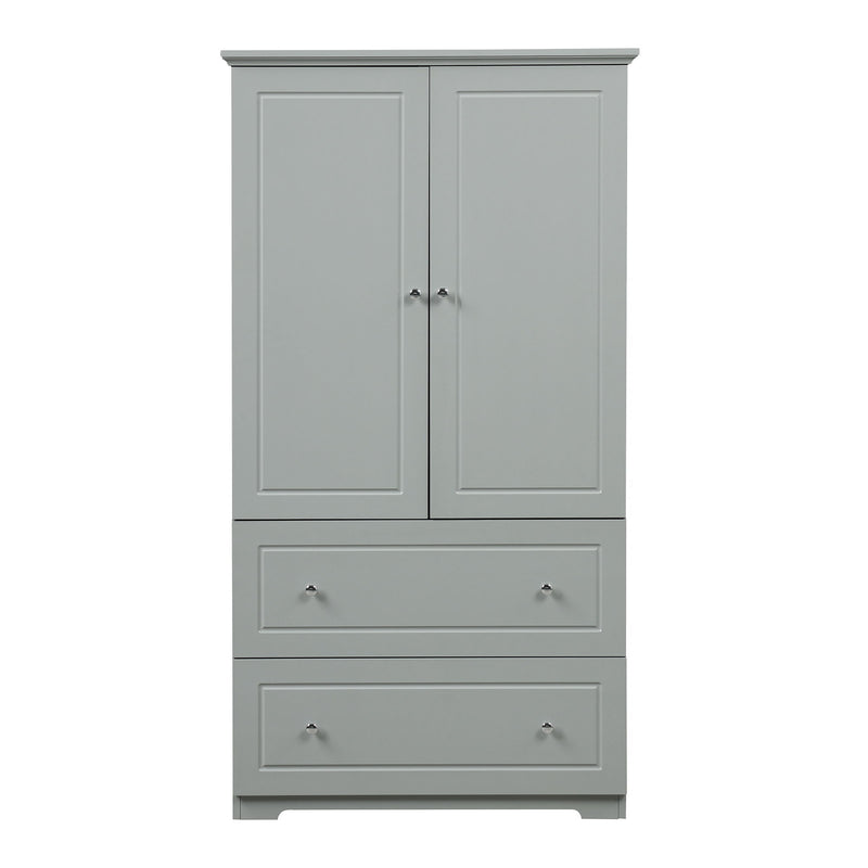 Wide Bathroom Storage Cabinet, Freestanding Storage Cabinet With Two Drawers And Adjustable Shelf, MDF Board With Painted Finish - Gray