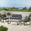 4 Piece Outdoor Chair Set With Weather Resistant Cushion - Dark Gray