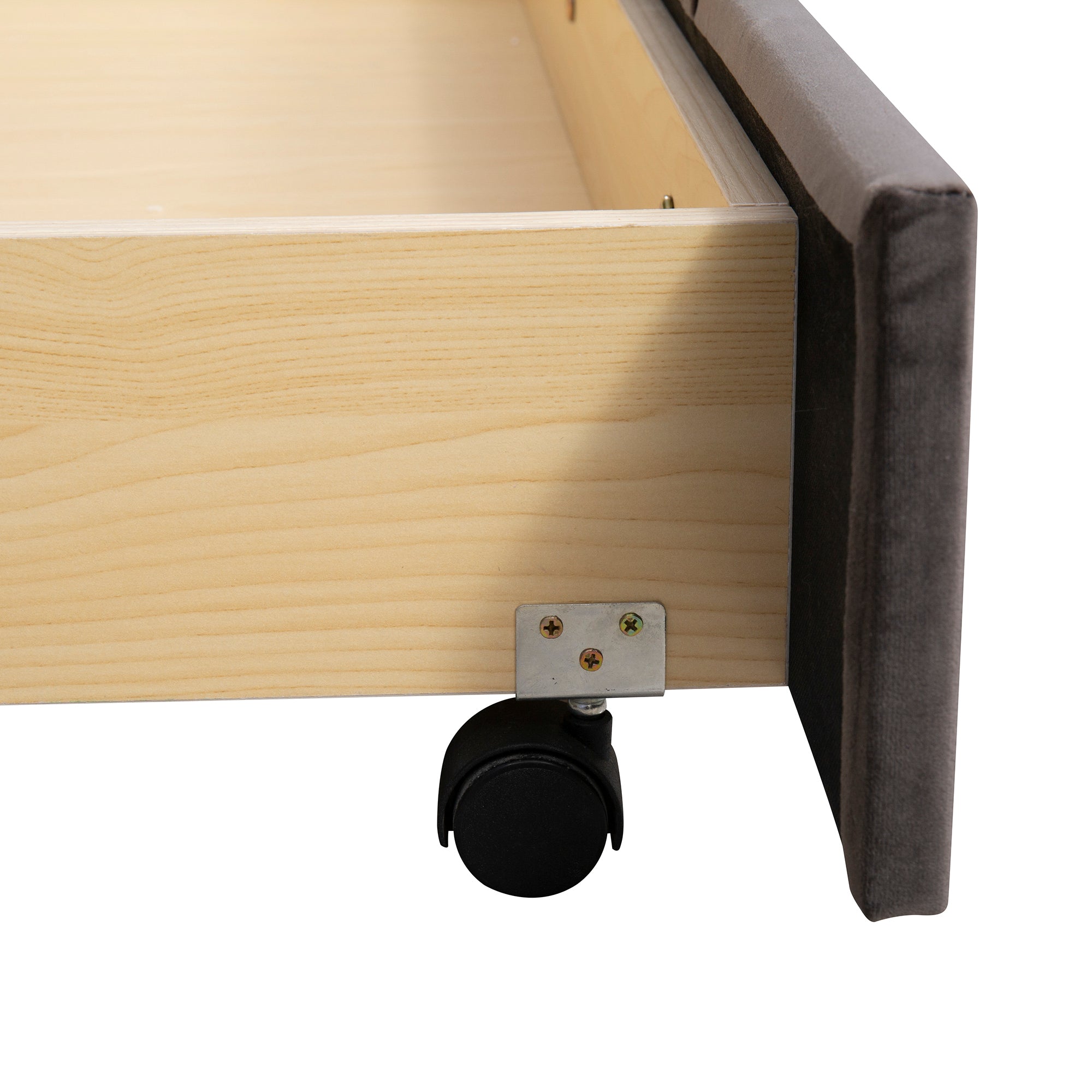 Queen Size Storage Bed Velvet Upholstered Platform Bed with a Big Drawer - Grey - Atlantic Fine Furniture Melbourne FL