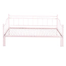Twin Size Metal Daybed with Trundle, Daybed with Slat No Box required Pink