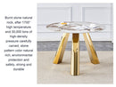 Marble Grained Stone Round Table Three - Legged Round Table With Stainless Steel Plated Legs Natural Healthy And Environmentally Friendly Round Table