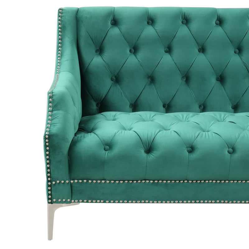 Modern Sofa Dutch Plush Upholstered Sofa With Metal Legs, Button Tufted Back