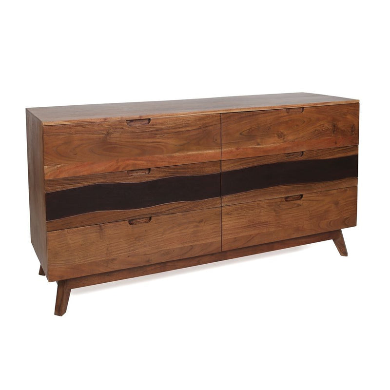 Six Drawer Sideboard, Wood Credenza / Cabinets / Chests / Nightstands - Sierra Brown