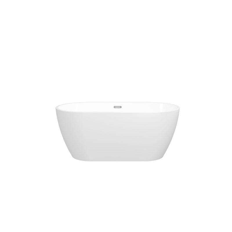 Acrylic Freestanding Soaking Bathtub With Classic Slotted Overflow And Toe-Tap Drain In Chrome, Cupc C Ertified, 02138 - Glossy White