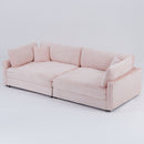 Elegant Corduroy Sofa With Throw Pillows And Backrests