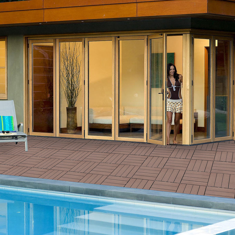 Wood Plastic Composite Deck Tiles, Sustainable Composite Decking Resist Rust, Water, Weather, Easy To Diy & Maintain