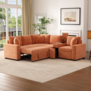 Contemporary L Shaped Convertible Sofa Bed With Pull Out Bed, Cup Holders, And Storage