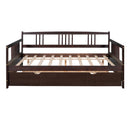 Full Size Daybed Wood Bed with Twin Size Trundle,Espresso
