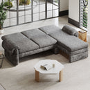 Convertible Futon Sofa Bed With Adjustable Backrest, Reversible Chaise Lounge And 2 Removable Armrest Pillows