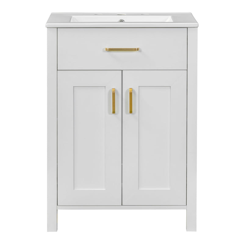 Bathroom Vanity Combo With Ceramic Sink, Luxurious Space-Saving Vanity, 2 Soft Close Doors