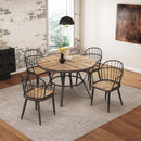 Modern Style Indoor Dining Round Table With Metal Legs - Light Birch