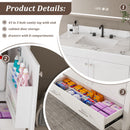 43" Bathroom Vanity With Artificial Marble Carrara Top Set, Multi Functional Bathroom Cabinet With Doors And Drawer - White