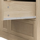 Elegant Rattan Locker With 9 Drawers, Metal Handles