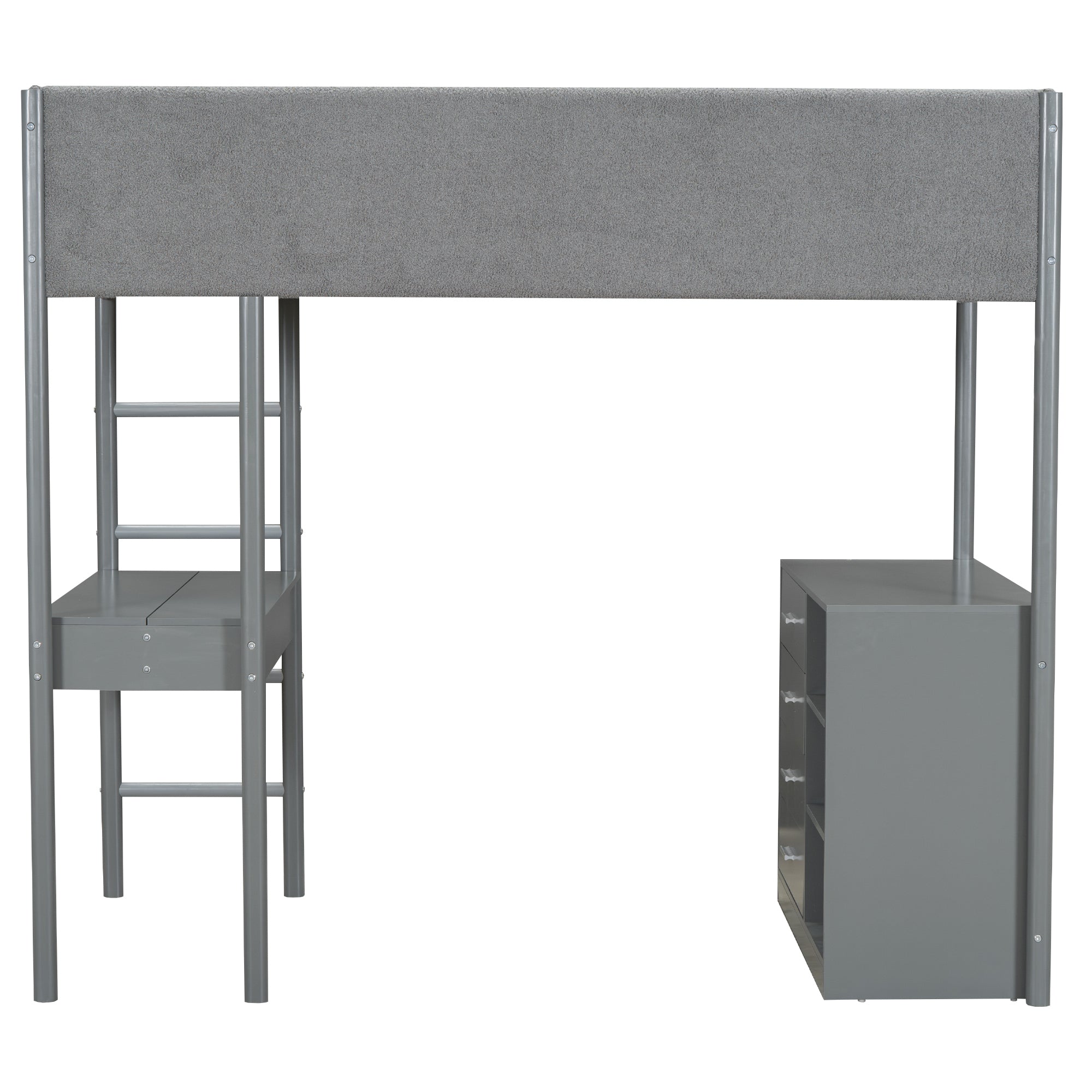 Twin Size Teddy FleeceLoft Bed Wood Bed, Gray - Atlantic Fine Furniture Melbourne FL