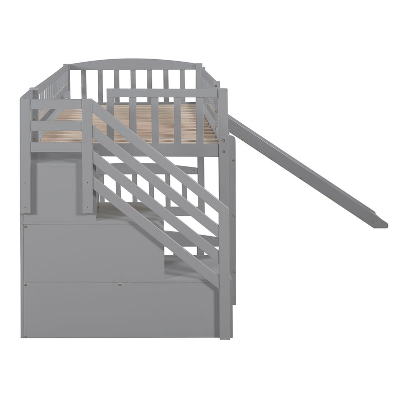 Loft Stairway Bed With 2 Drawers And Slide