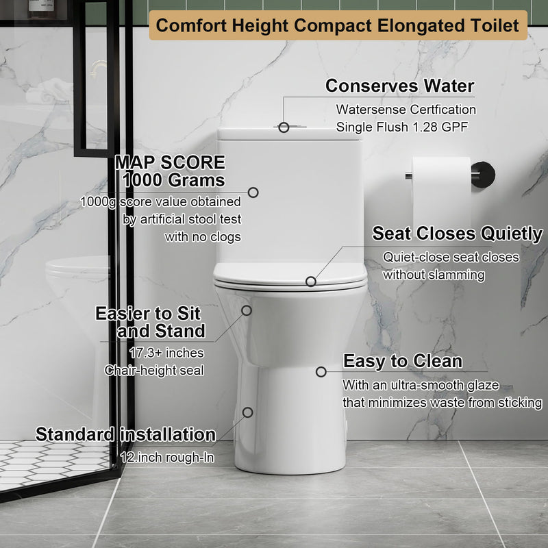 1 Piece Toilet With Dual Flush & Rimless Bowl - Glossy White