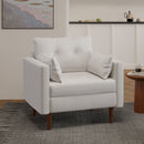 Contemporary Fabric Club Chair With Birch Wood Legs - Beige