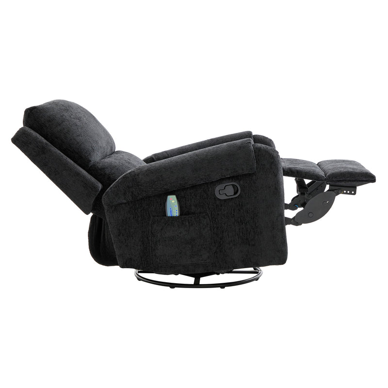 Manual Recliner Massage Chair With Swivel Rocker, 8 Massage Modes, Side Storage Pocket