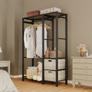 Garment Rack With Shelves, 2 Wicker Drawers, 4 Hooks, Organizer