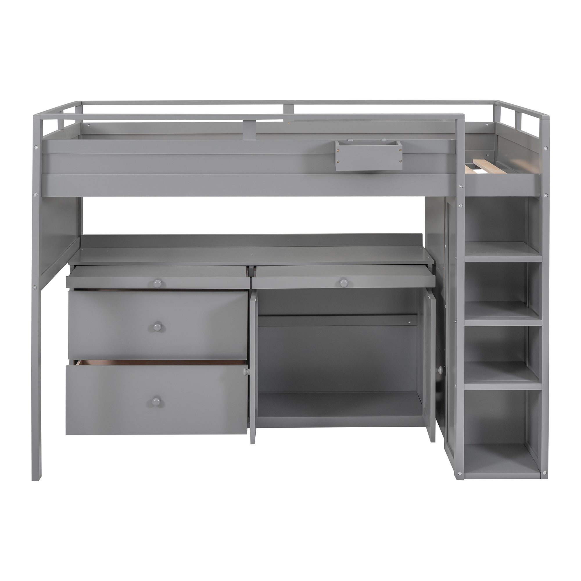 Loft Bed with Rolling Cabinet and Desk - Gray - Atlantic Fine Furniture Melbourne FL