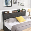 Full Bed Frame, Storage Headboard with Charging Station, Solid and Stable, Noise Free, No Box Spring Needed, Easy Assembly