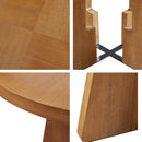 Modern Round Dining Table With Pecan Wood Veneer - Walnut