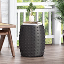 Outdoor End Table With Outstanding Studded Design - Matte Black