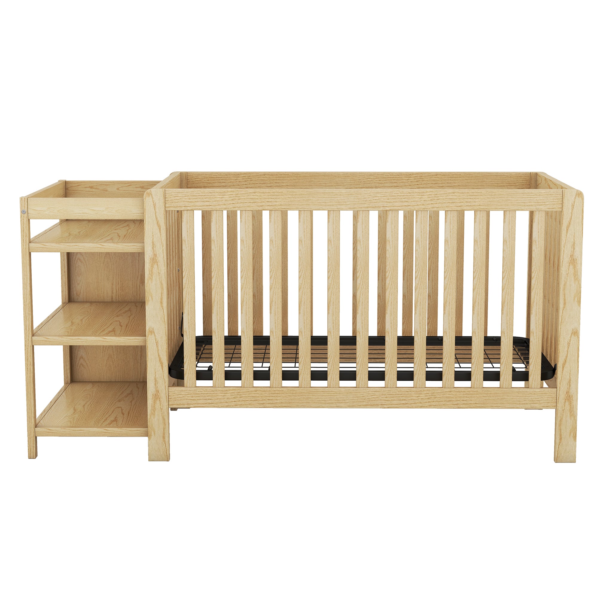 Convertible Crib/Full Size Bed with Changing Table, Natural - Atlantic Fine Furniture Melbourne FL