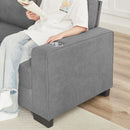Modern Snowfleece Fabric 3 Seater Sofa With Cup Holder
