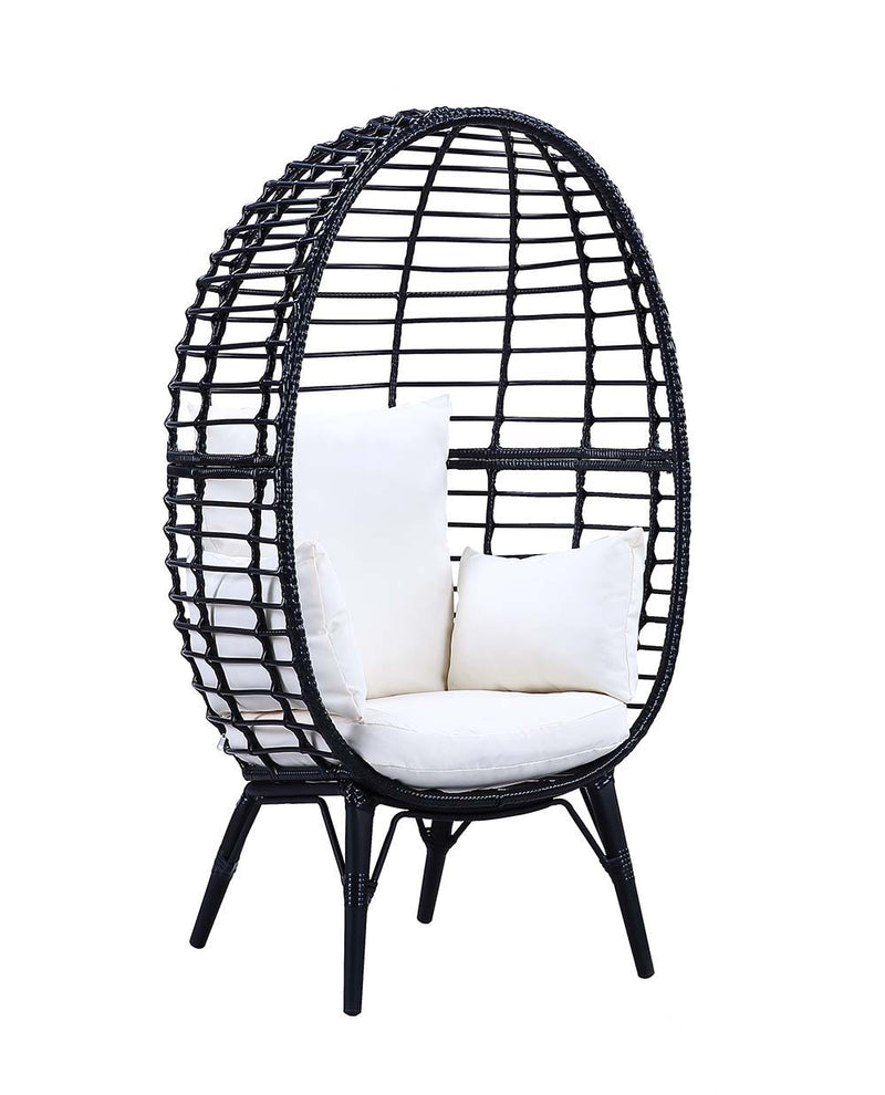 Penelope - Patio Lounge Chair - Light Gray Fabric & Black