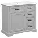 36" Bathroom Vanity With Sink, 2 Tip Out Drawers, Soft Close Hinges