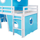 Twin Size Bunk Bed with Slide Blue Tent and Tower - Blue