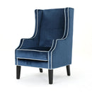 Elegant Velvet Club Chair With Tonal Piping