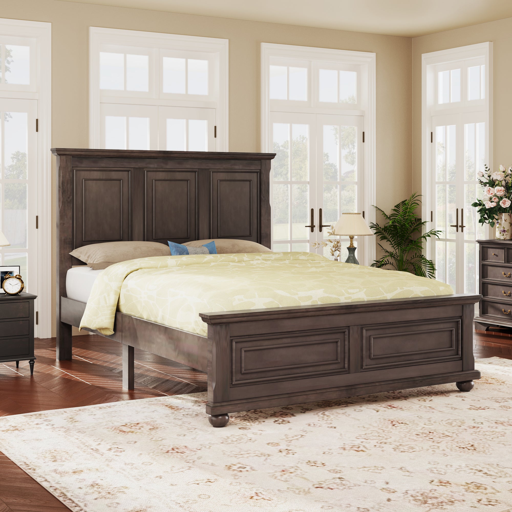 Traditional Town and Country Style Pinewood Vintage Full Bed, Rich Brown - Atlantic Fine Furniture Melbourne FL
