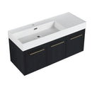 Contemporary 48" Wall Mounted Bathroom Vanity With Resin Sink And Soft Closing Doors And Line - Black Chestnut