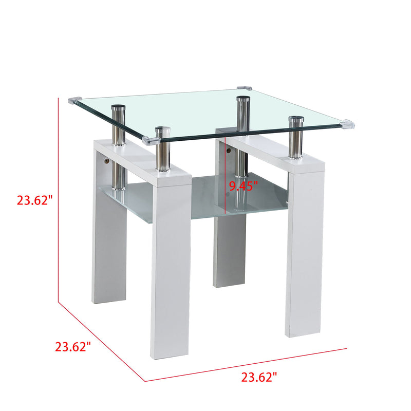 Clear Glass Top Side Table, End Table, Modern Design For Home