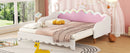Extending Daybed With LED Lights, Modern Upholstered Princess Daybed With Crown Headboard