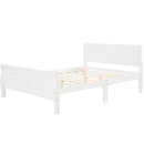 Queen Size Wood Platform Bed with Headboard and Wooden Slat Support (White)