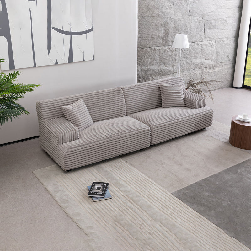 Modern Comfortable Cloud Sofa, Soft Plush Corduroy With Square Armrests