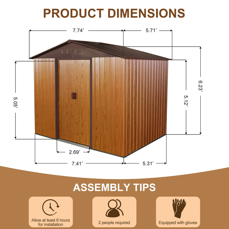 Outdoor Metal Storage Shed With Floor Base