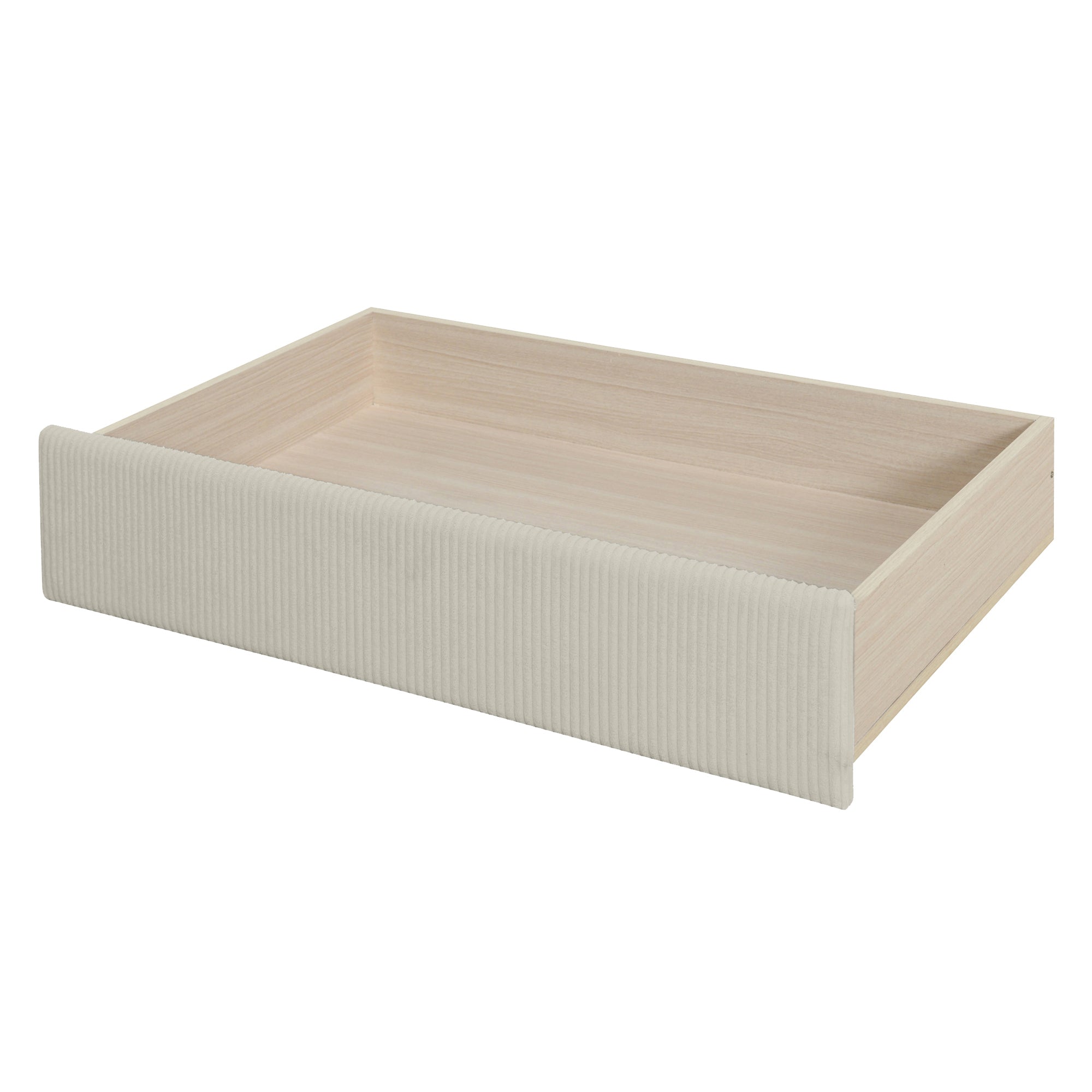Twin Size Corduroy Daybed with Two Drawers and Wood Slat, Beige - Atlantic Fine Furniture Melbourne FL