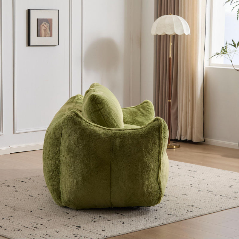 Giant Bean Bag Couch, Ultra Soft Fluffy Loveseat For Living Room Reading Chair With Pillows - Green