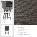 Outdoor Rattan Swivel Barstool With Water Resistant Cushion - Mixed Black / Dark Gray