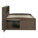 Full Size Wood Daybed with 2 Bedside Cabinets, Upper Shelves and 4 Drawers, Antique Brown