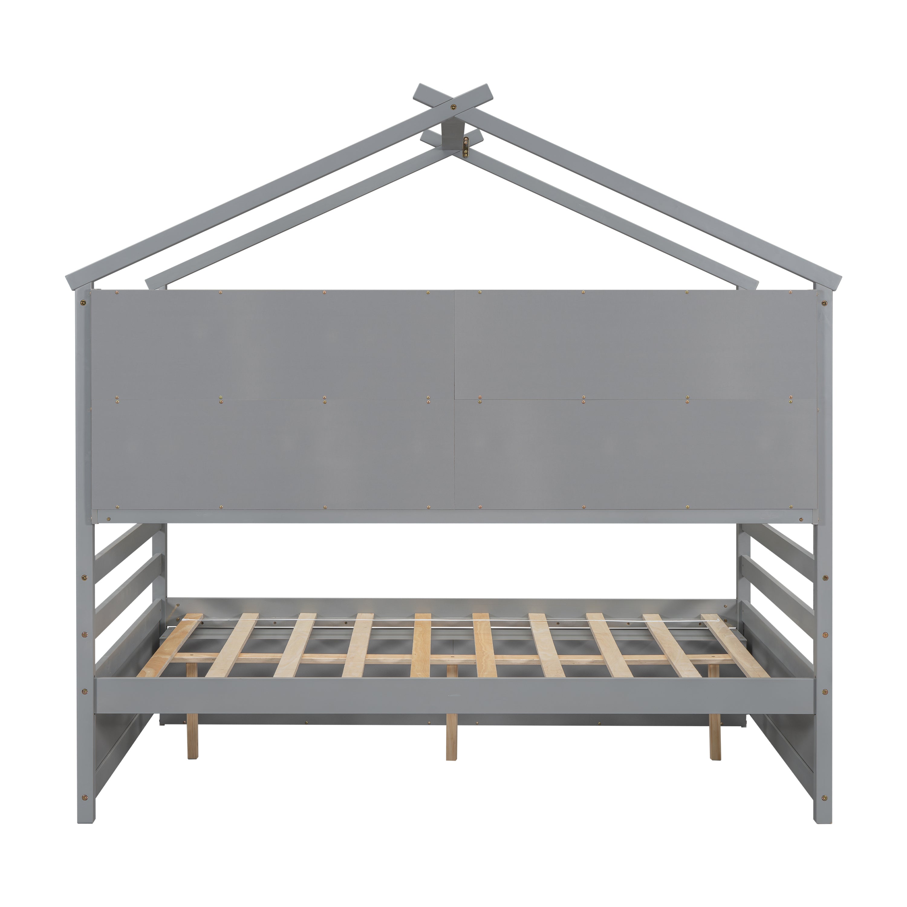 Full House Bed with Roof Frame, Bedside-shelves, Under Bed Storage Unit,Grey - Atlantic Fine Furniture Melbourne FL